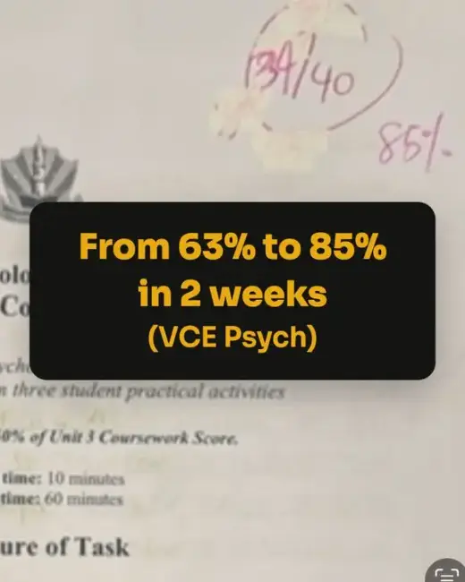 From 63% to 85% in 2 weeks, VCE Psychology